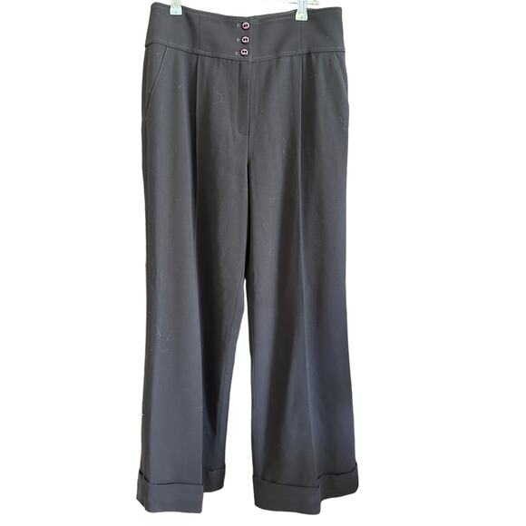 ESCADA | Y2K Vintage Wool Wide Leg Cuffed Trousers | Size 38 / US Size 8 - Picture 1 of 5